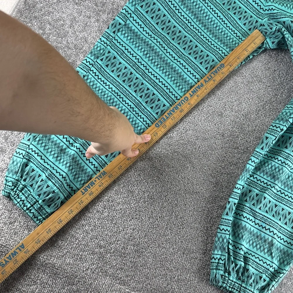 Titicaca Pull On Pants Teal Blue Patterned Joggers Womens M Mid Rise Straight - Picture 3 of 7